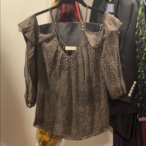 Ramy Brook animal print cold shoulder blouse/top